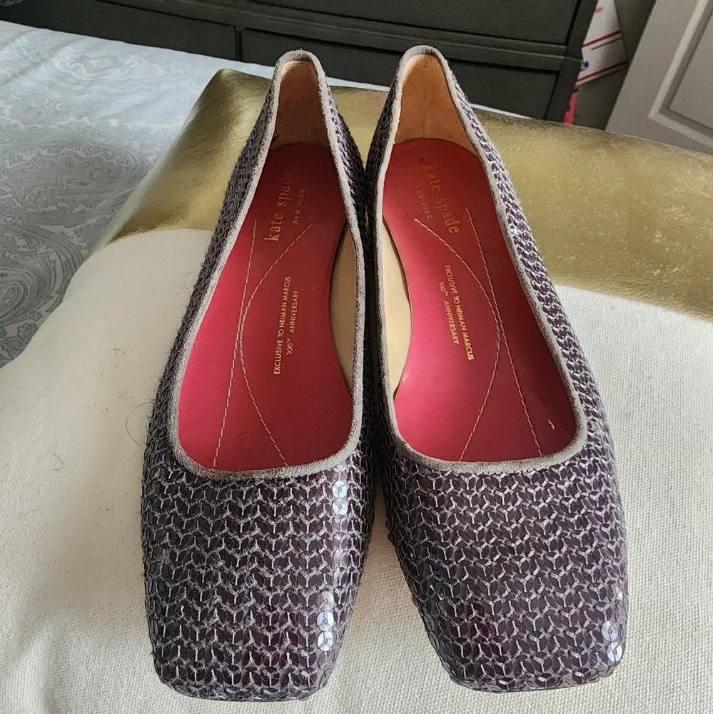 Kate Spade Purple Sequined Ballet Women's Shoes - Picture 2 of 5